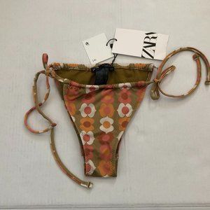 Zara NWTS GROOVY PRINTED BIKINI BOTTOM  size Small